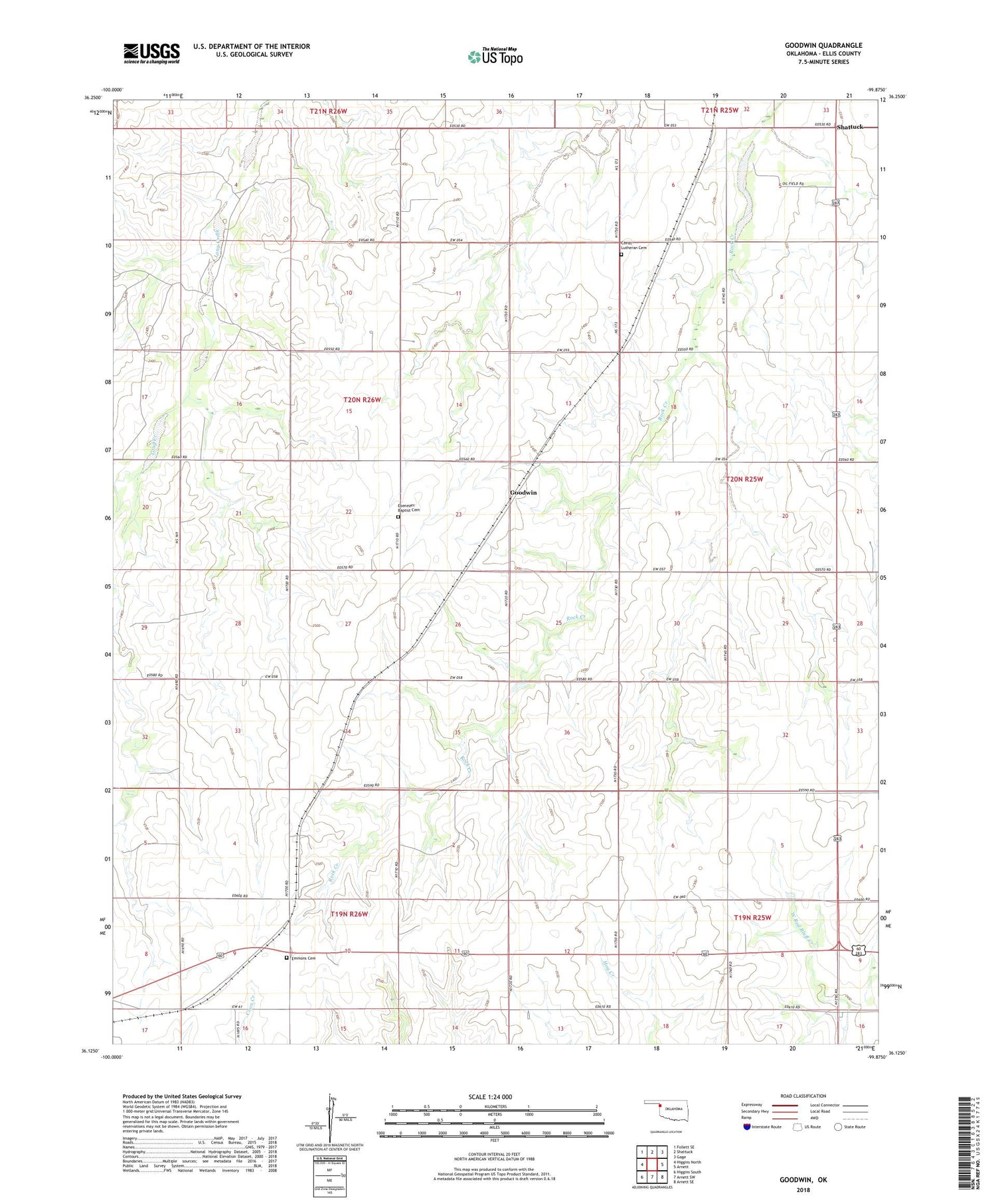 Goodwin Oklahoma US Topo Map Image
