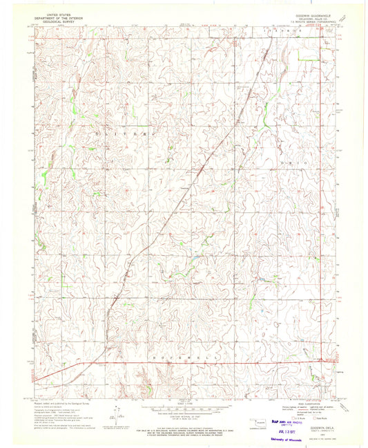 Classic USGS Goodwin Oklahoma 7.5'x7.5' Topo Map Image