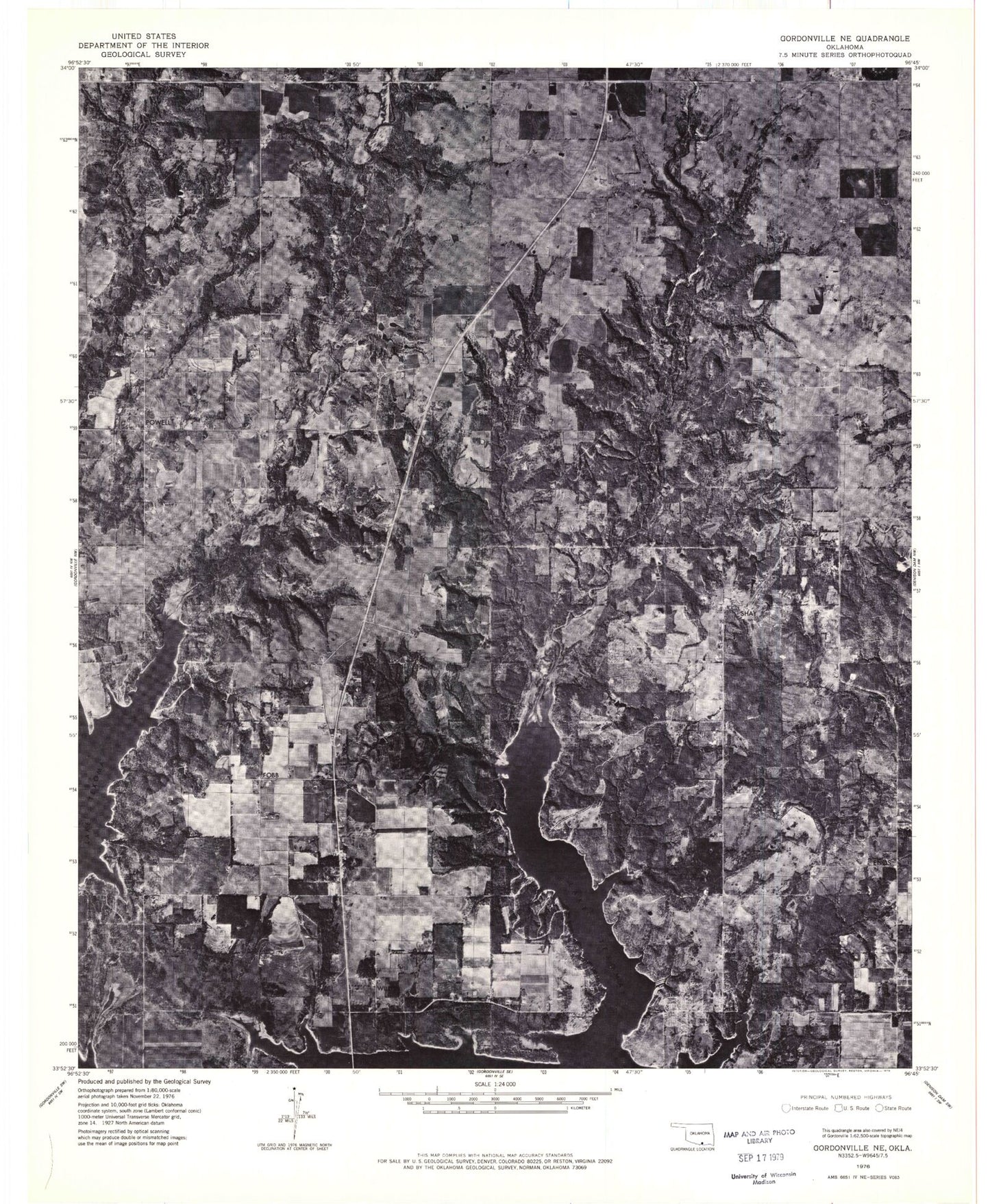 Classic USGS Shay Oklahoma 7.5'x7.5' Topo Map Image