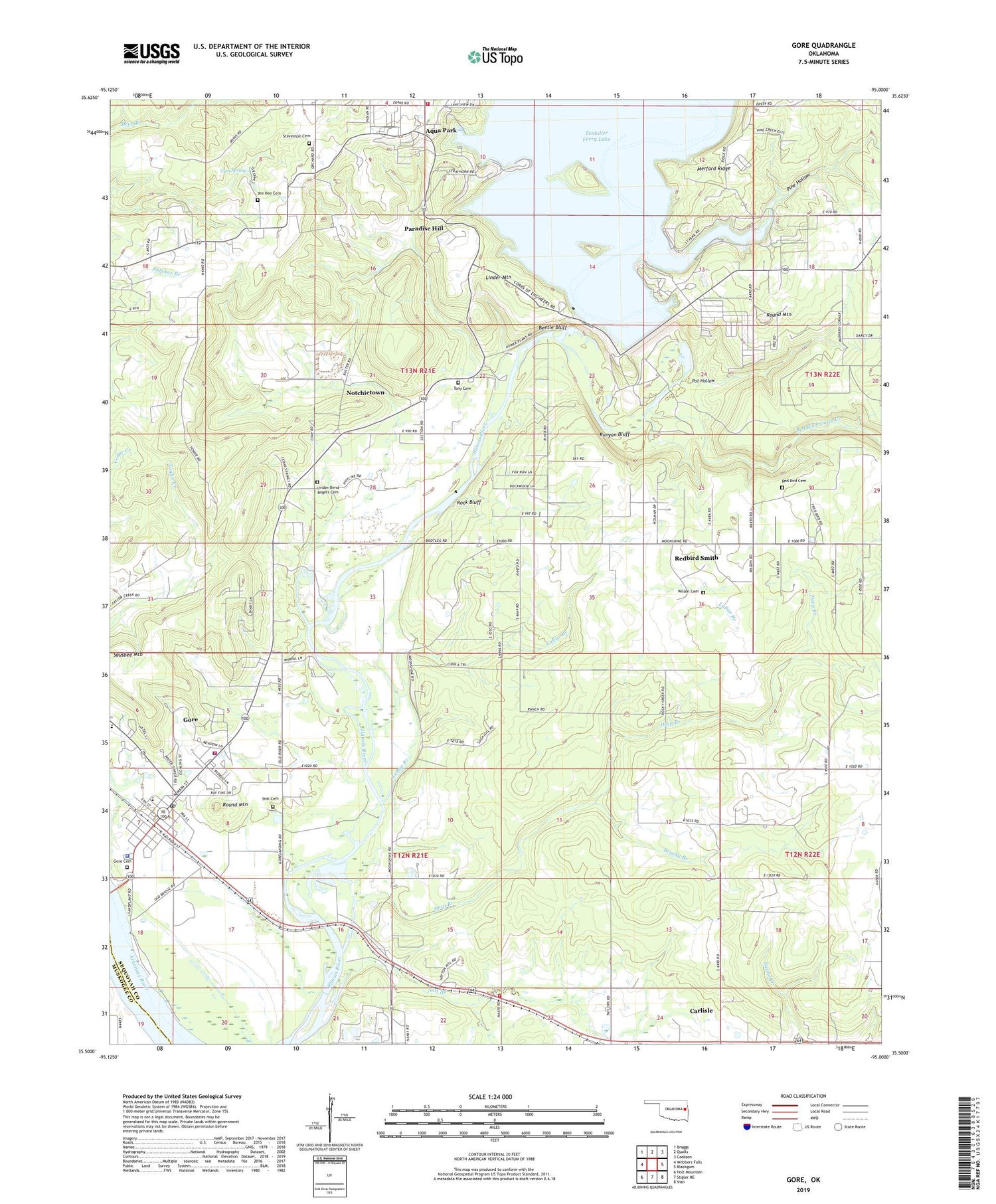 Gore Oklahoma US Topo Map Image