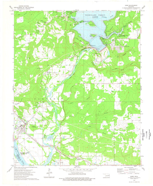 Classic USGS Gore Oklahoma 7.5'x7.5' Topo Map Image