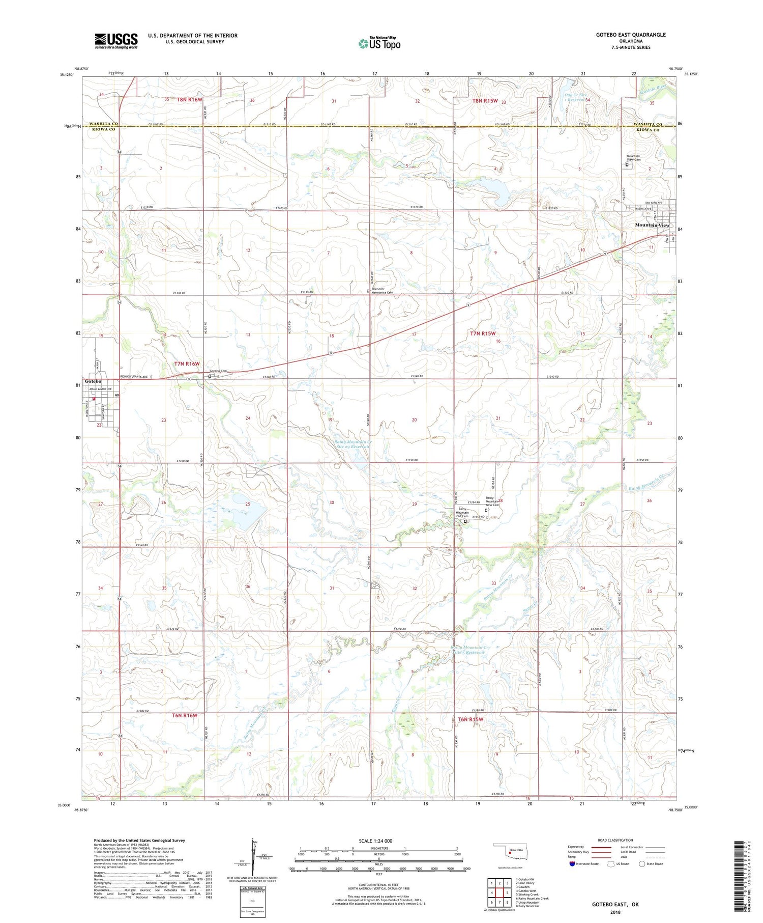 Gotebo East Oklahoma US Topo Map Image