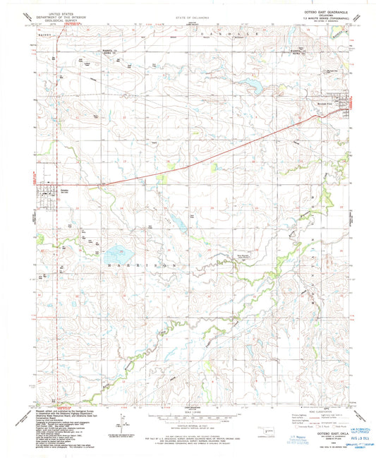 Classic USGS Gotebo East Oklahoma 7.5'x7.5' Topo Map Image