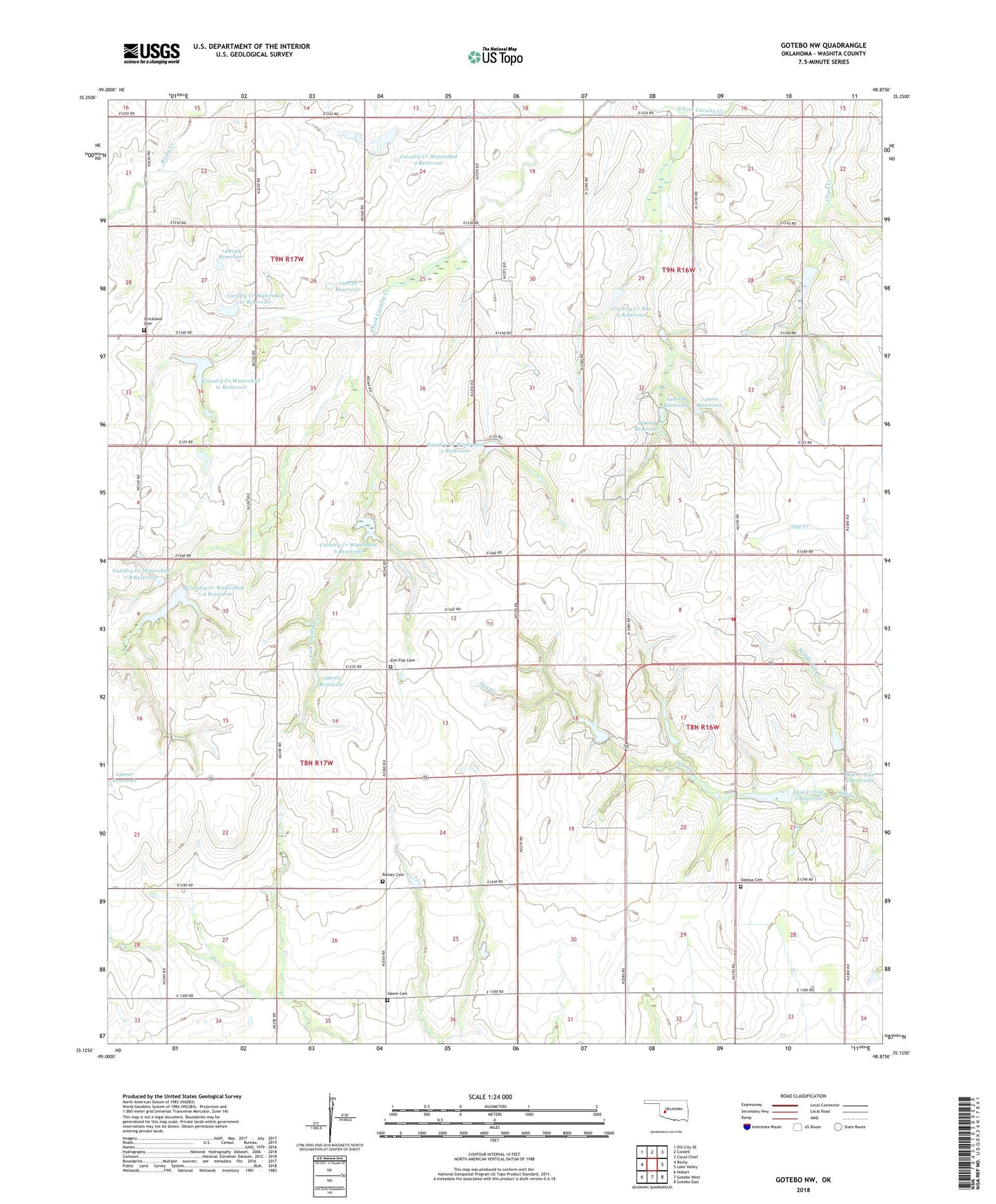 Gotebo NW Oklahoma US Topo Map Image