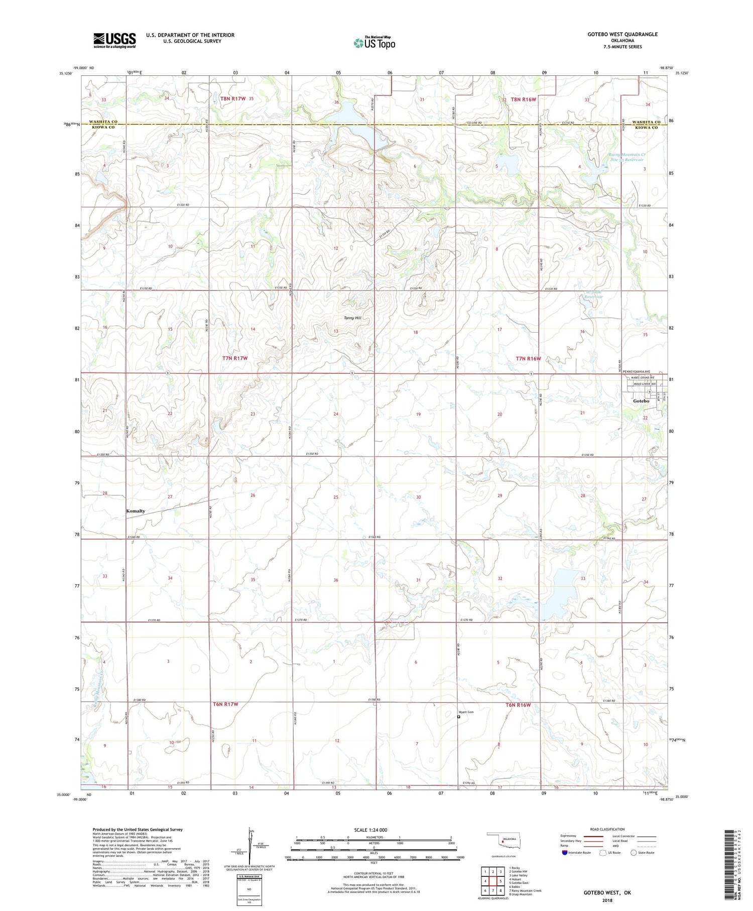 Gotebo West Oklahoma US Topo Map Image
