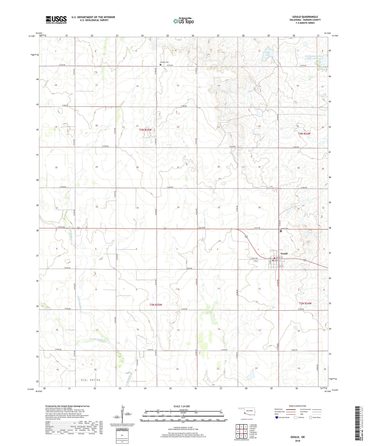 Gould Oklahoma US Topo Map Image