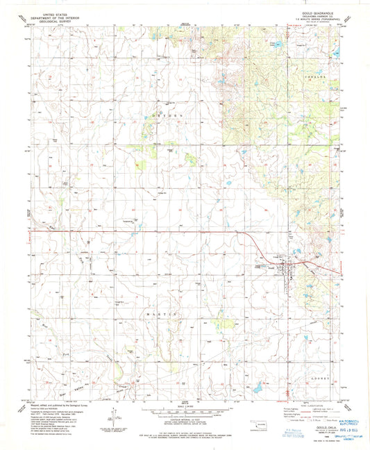 Classic USGS Gould Oklahoma 7.5'x7.5' Topo Map Image
