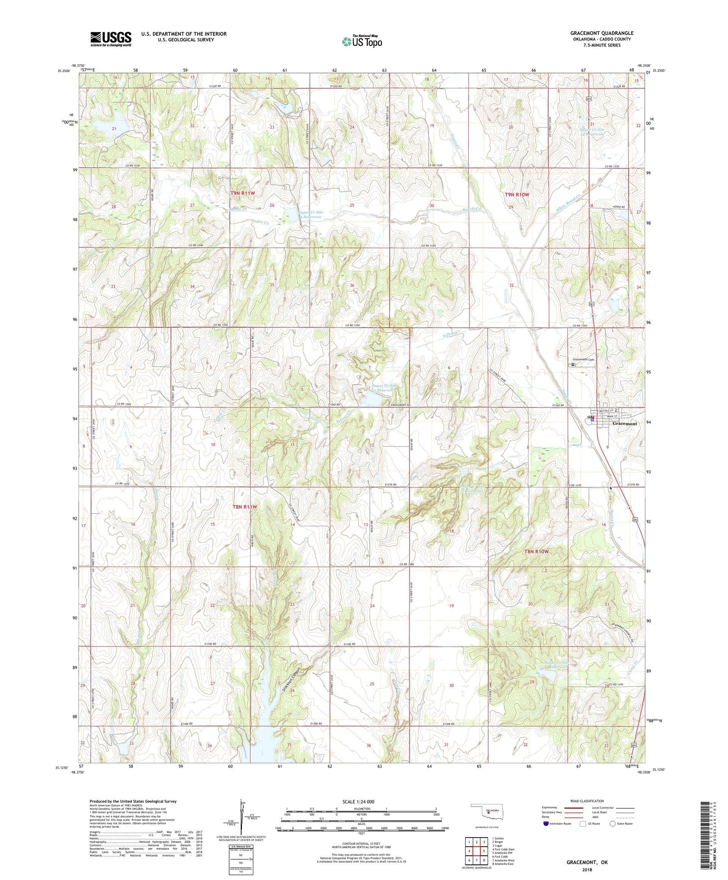 Gracemont Oklahoma US Topo Map Image