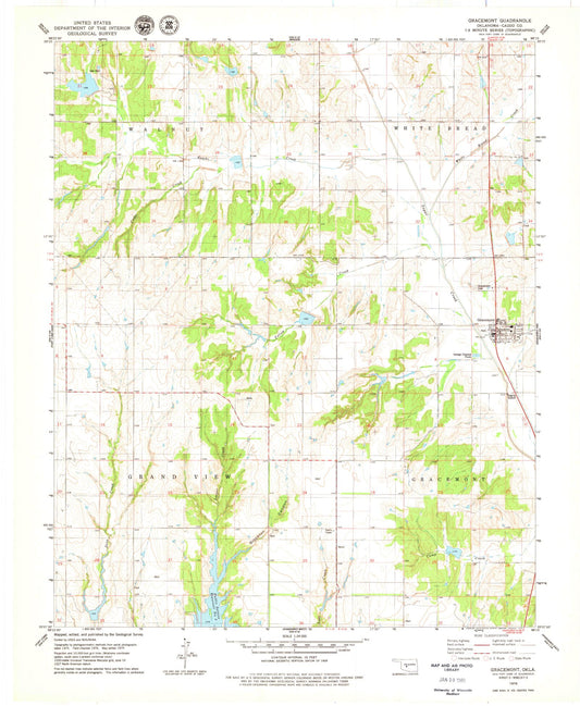 Classic USGS Gracemont Oklahoma 7.5'x7.5' Topo Map Image