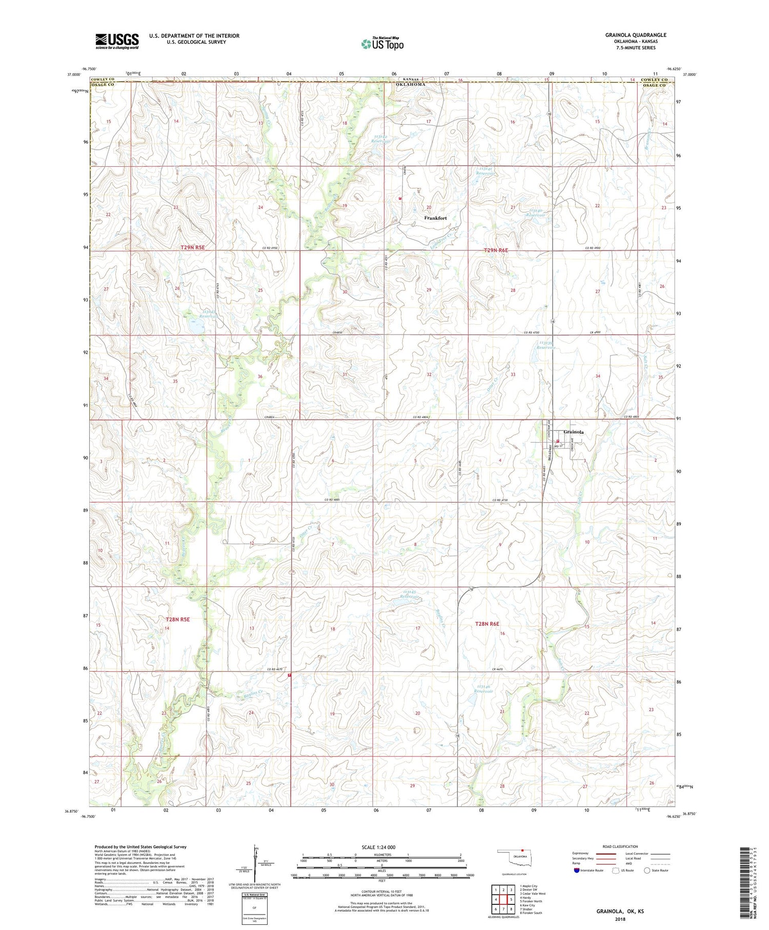 Grainola Oklahoma US Topo Map Image