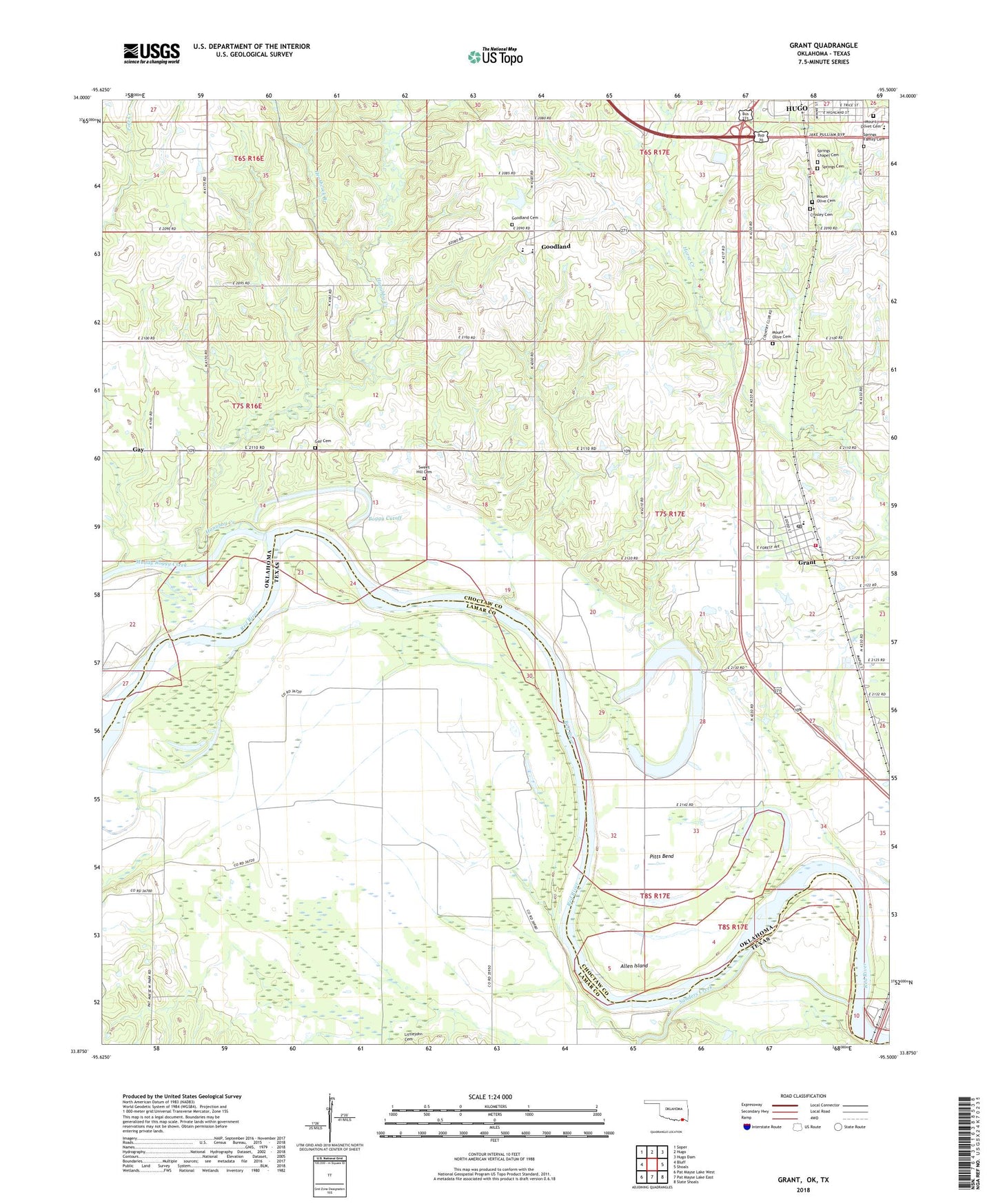 Grant Oklahoma US Topo Map Image
