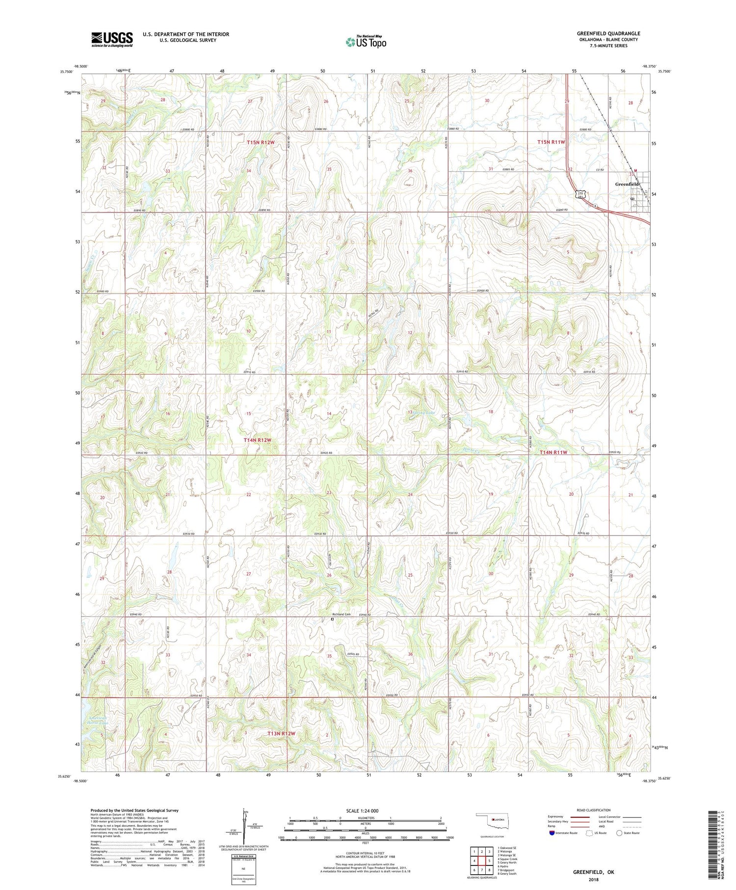 Greenfield Oklahoma US Topo Map Image