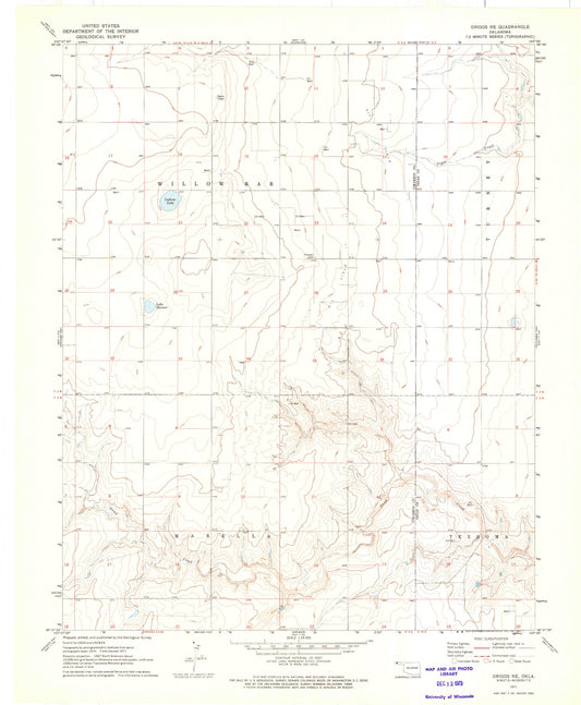 Classic USGS Griggs NE Oklahoma 7.5'x7.5' Topo Map Image