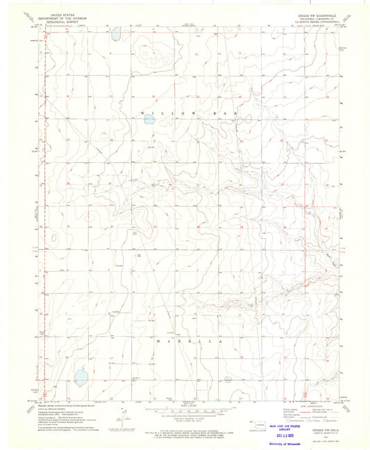 Classic USGS Griggs NW Oklahoma 7.5'x7.5' Topo Map Image