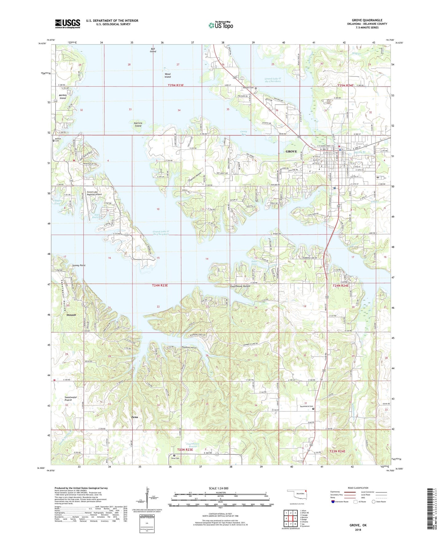 Grove Oklahoma US Topo Map Image