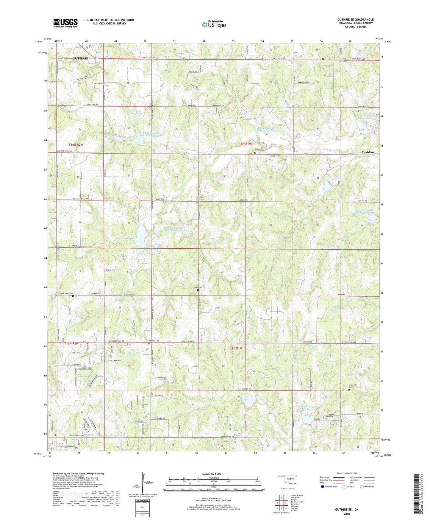 Guthrie SE Oklahoma US Topo Map Image
