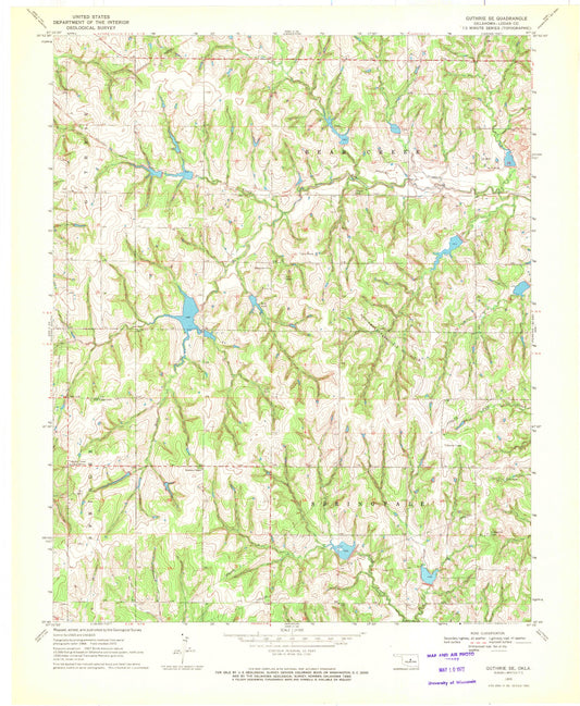 Classic USGS Guthrie SE Oklahoma 7.5'x7.5' Topo Map Image