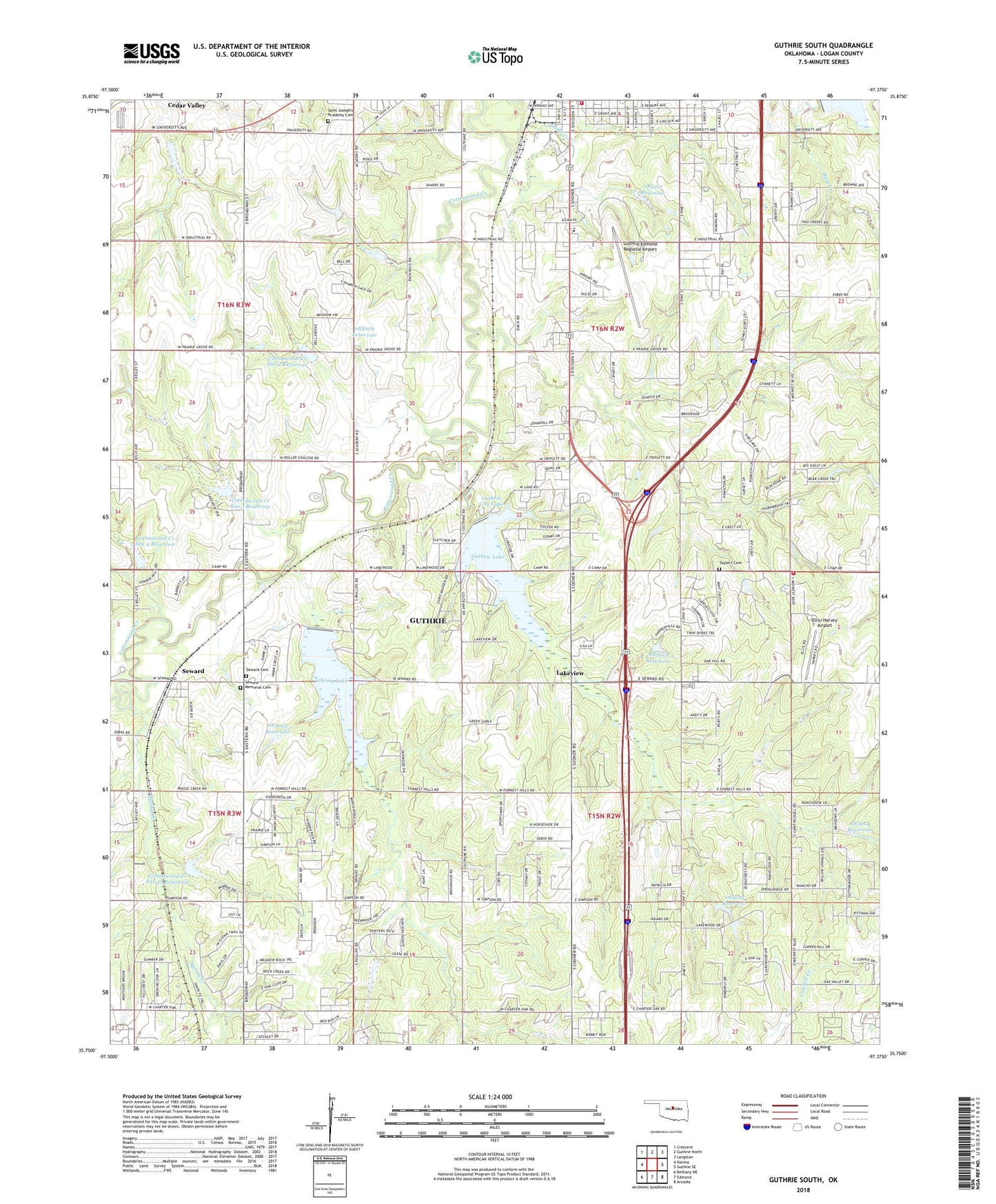 Guthrie South Oklahoma US Topo Map Image