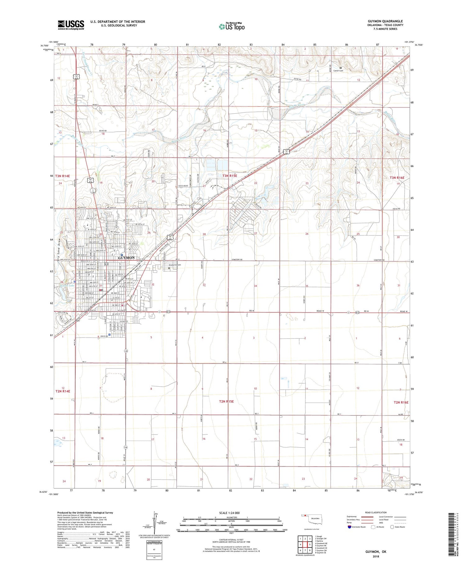 Guymon Oklahoma US Topo Map Image