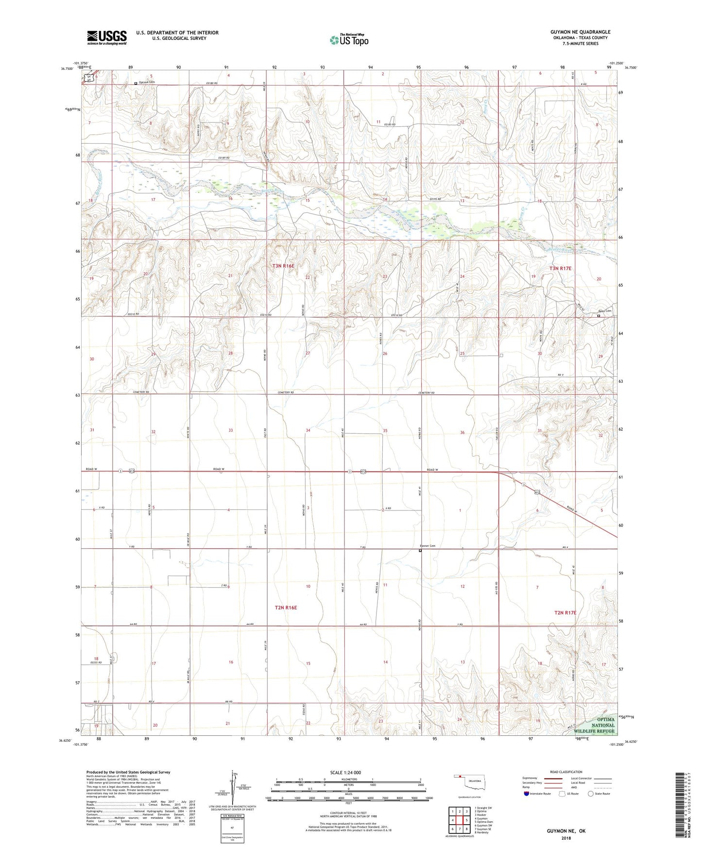 Guymon NE Oklahoma US Topo Map Image