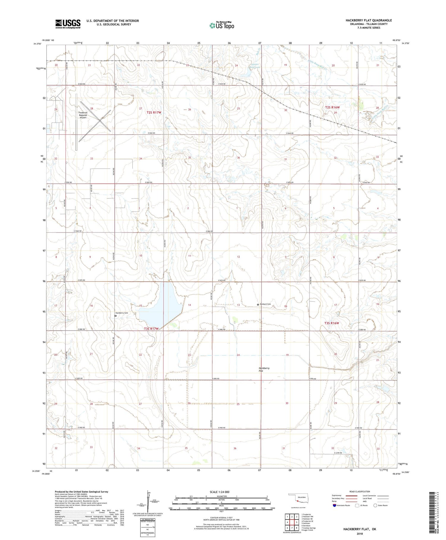 Hackberry Flat Oklahoma US Topo Map Image