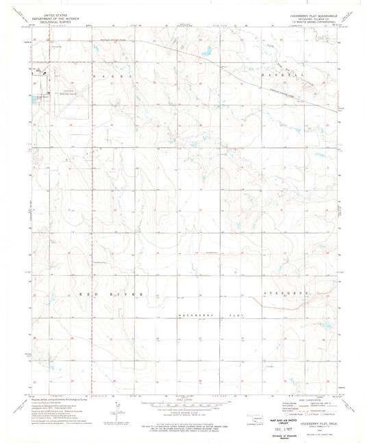 Classic USGS Hackberry Flat Oklahoma 7.5'x7.5' Topo Map Image