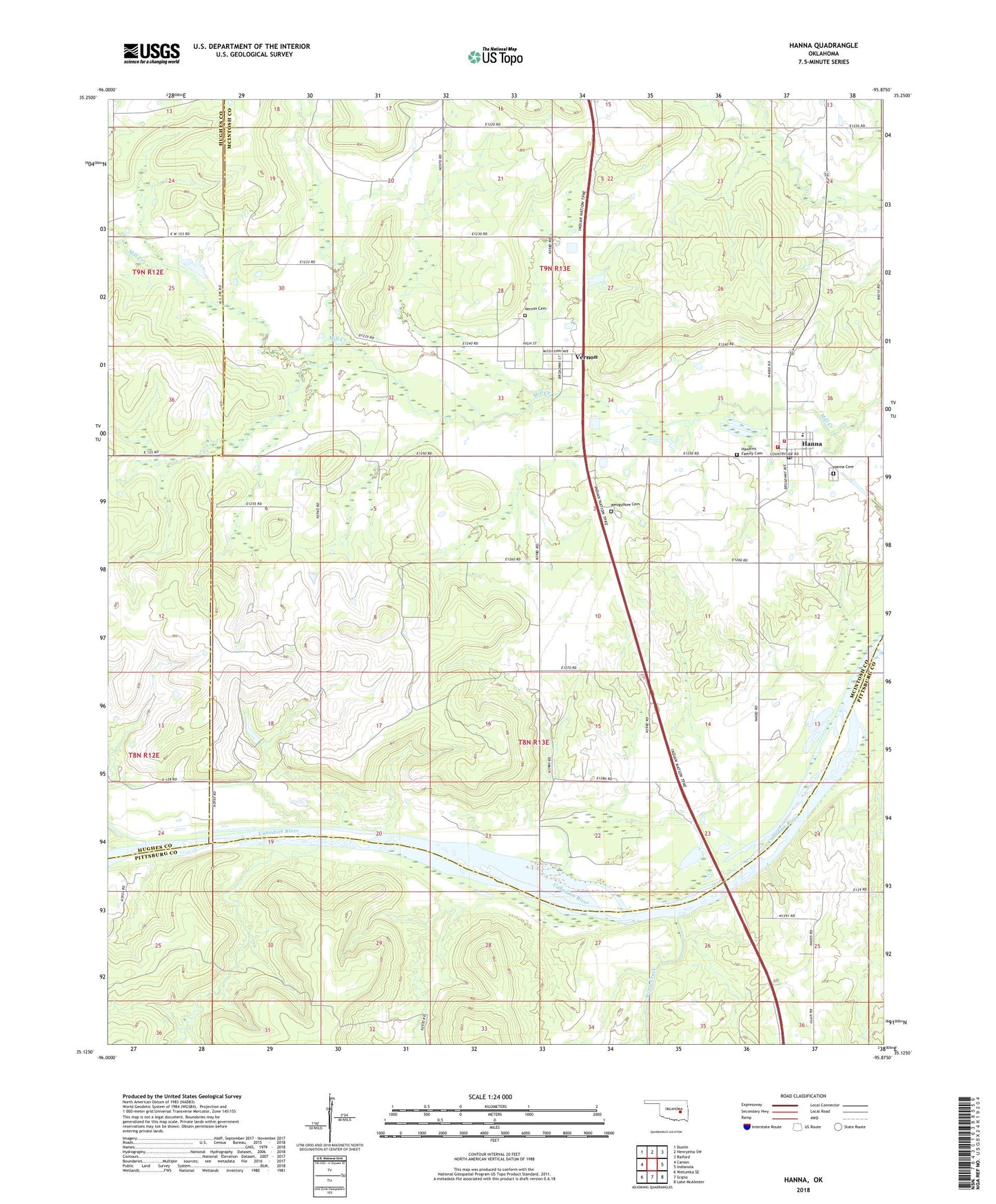 Hanna Oklahoma US Topo Map Image