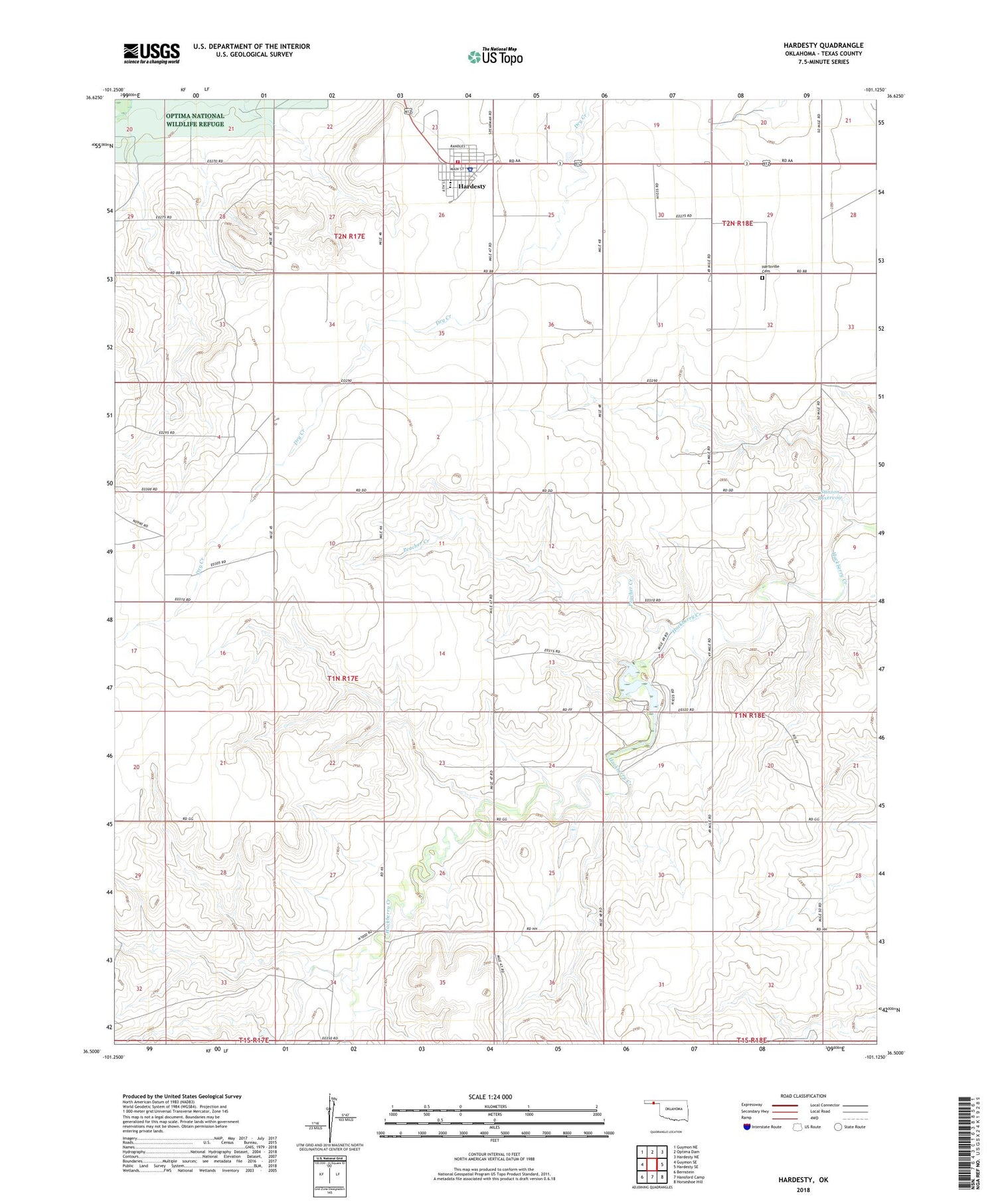 Hardesty Oklahoma US Topo Map Image