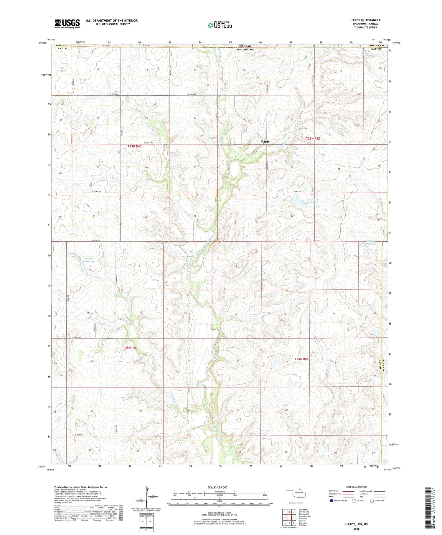 Hardy Oklahoma US Topo Map Image