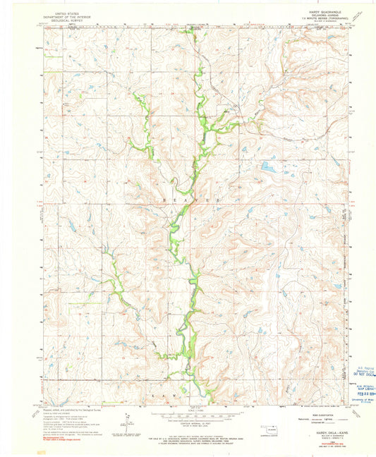 Classic USGS Hardy Oklahoma 7.5'x7.5' Topo Map Image