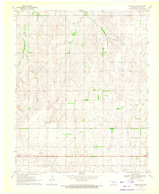 Classic USGS Harmon NW Oklahoma 7.5'x7.5' Topo Map Image