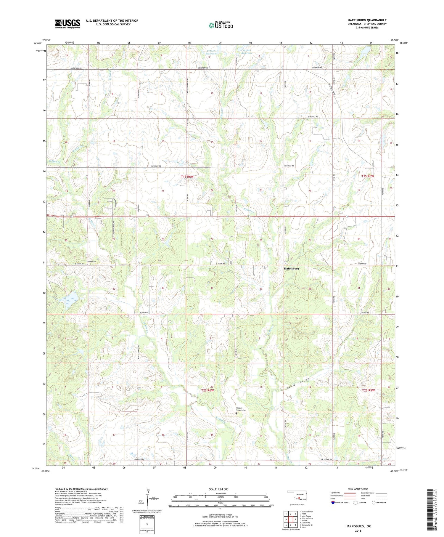 Harrisburg Oklahoma US Topo Map Image
