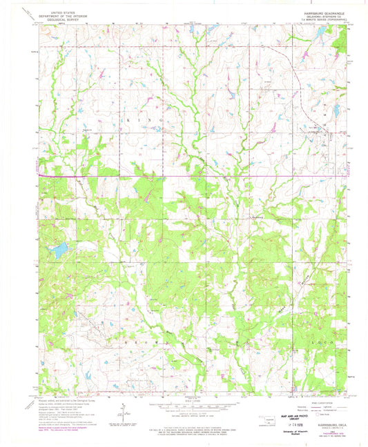 Classic USGS Harrisburg Oklahoma 7.5'x7.5' Topo Map Image