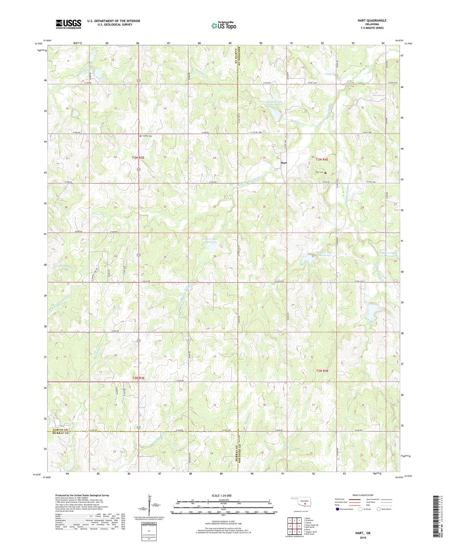 Hart Oklahoma US Topo Map Image