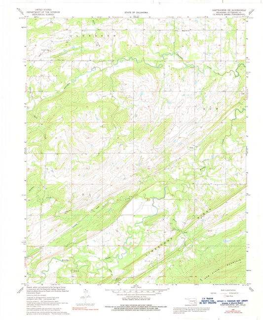 Classic USGS Hartshorne SW Oklahoma 7.5'x7.5' Topo Map Image