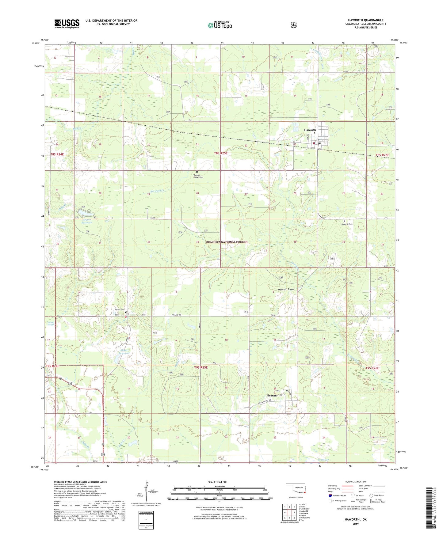 Haworth Oklahoma US Topo Map Image