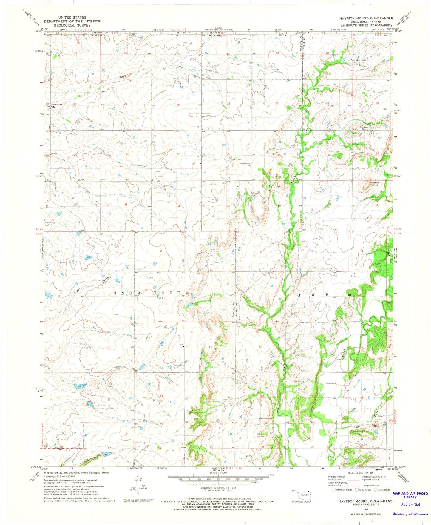 Classic USGS Hayrick Mound Oklahoma 7.5'x7.5' Topo Map Image