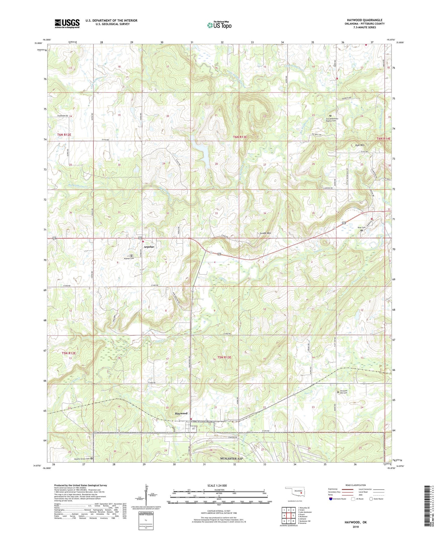 Haywood Oklahoma US Topo Map Image