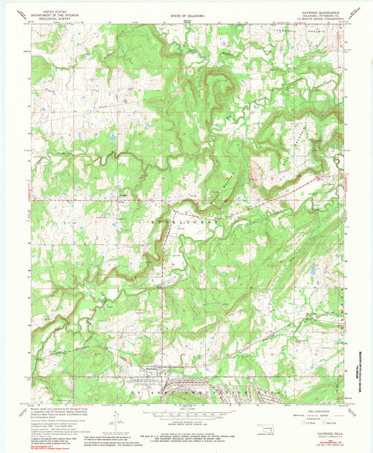 Classic USGS Haywood Oklahoma 7.5'x7.5' Topo Map Image