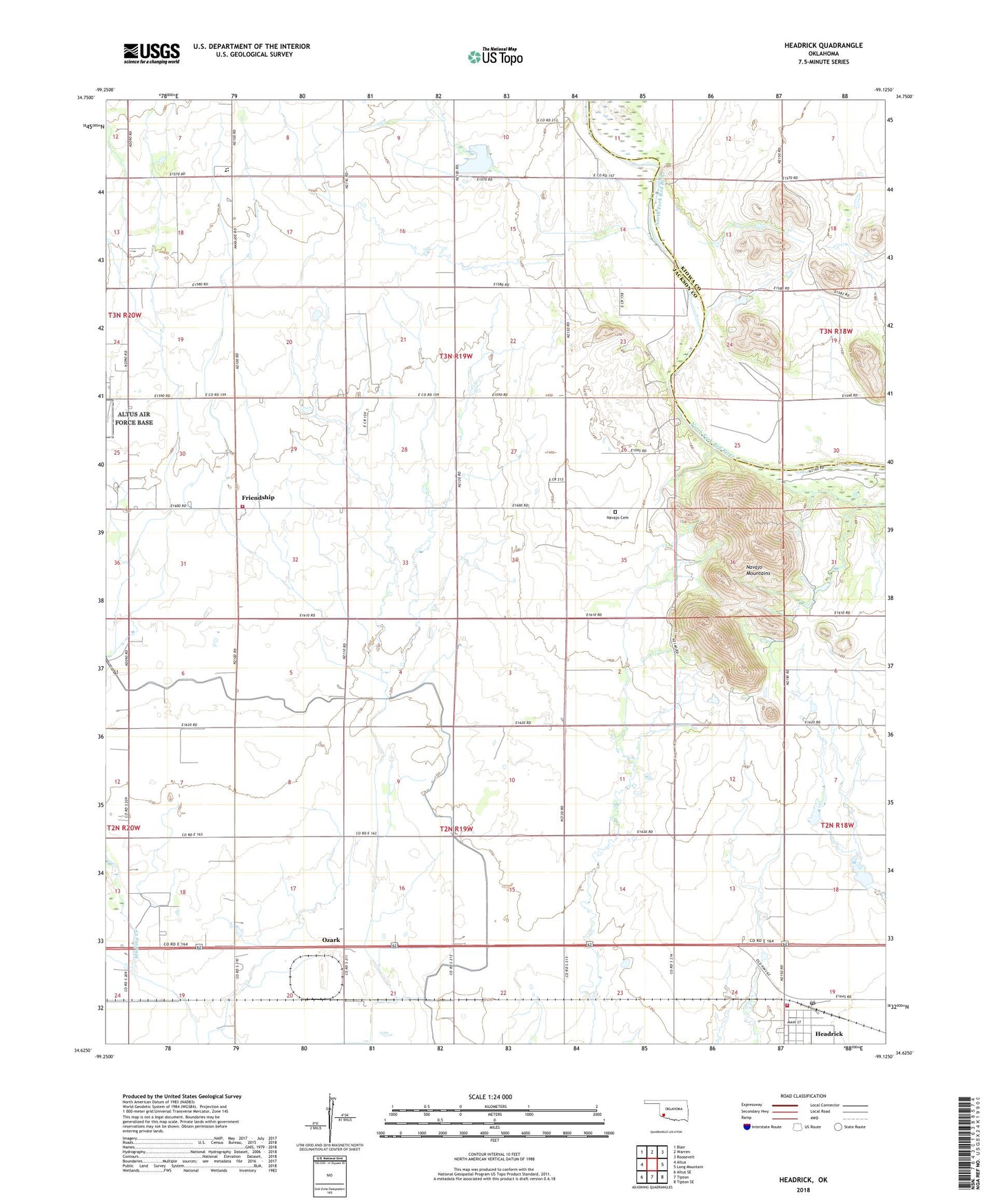Headrick Oklahoma US Topo Map Image