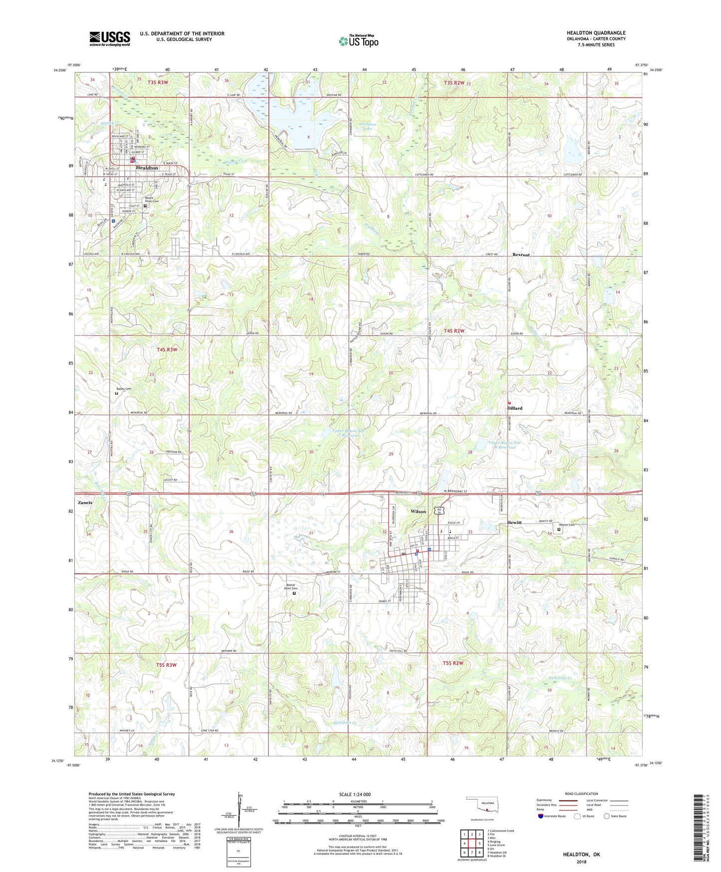 Healdton Oklahoma US Topo Map Image