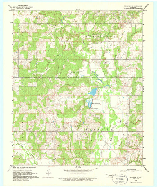 Classic USGS Healdton SE Oklahoma 7.5'x7.5' Topo Map Image