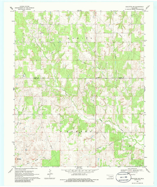 Classic USGS Healdton SW Oklahoma 7.5'x7.5' Topo Map Image