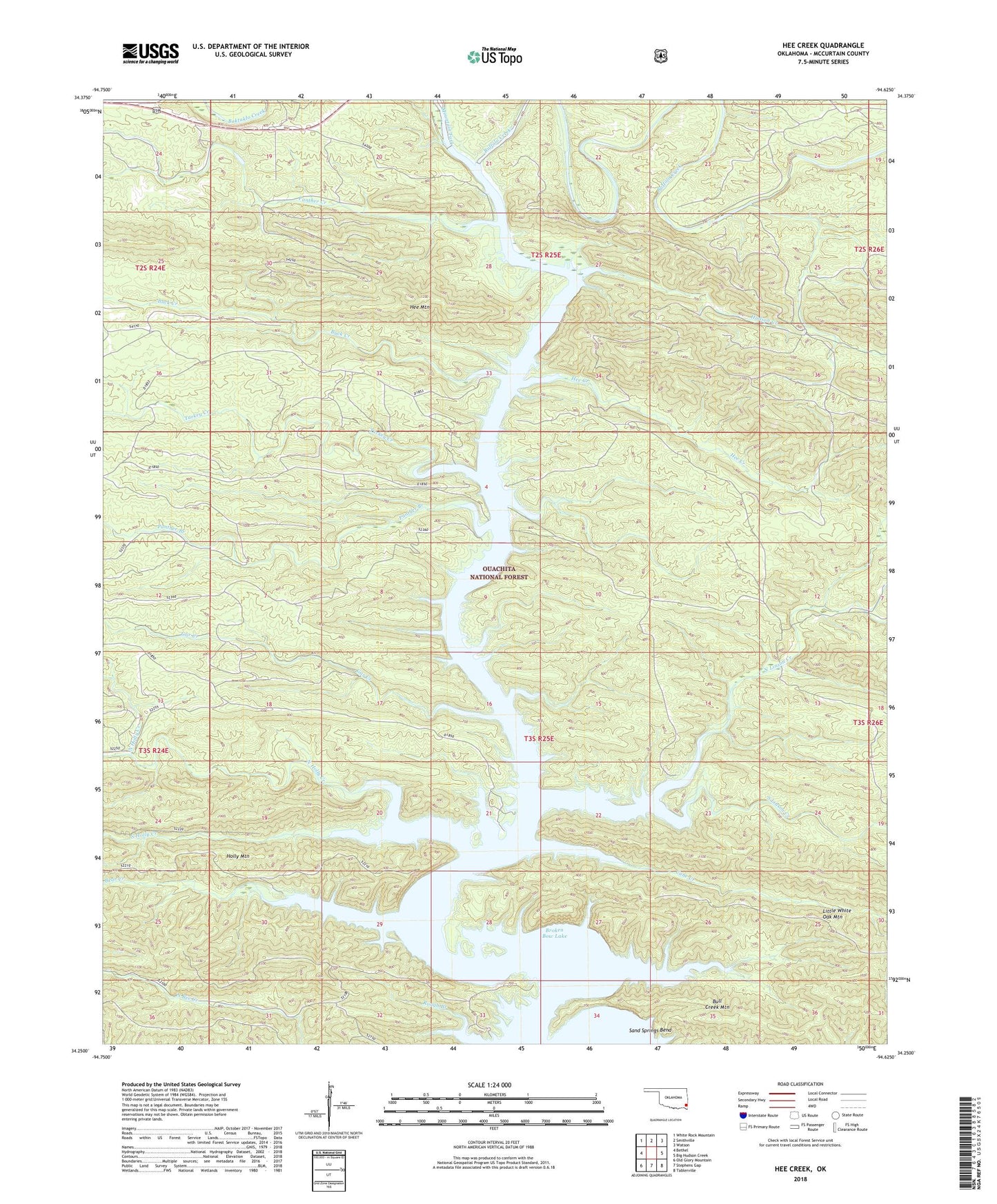 Hee Creek Oklahoma US Topo Map Image