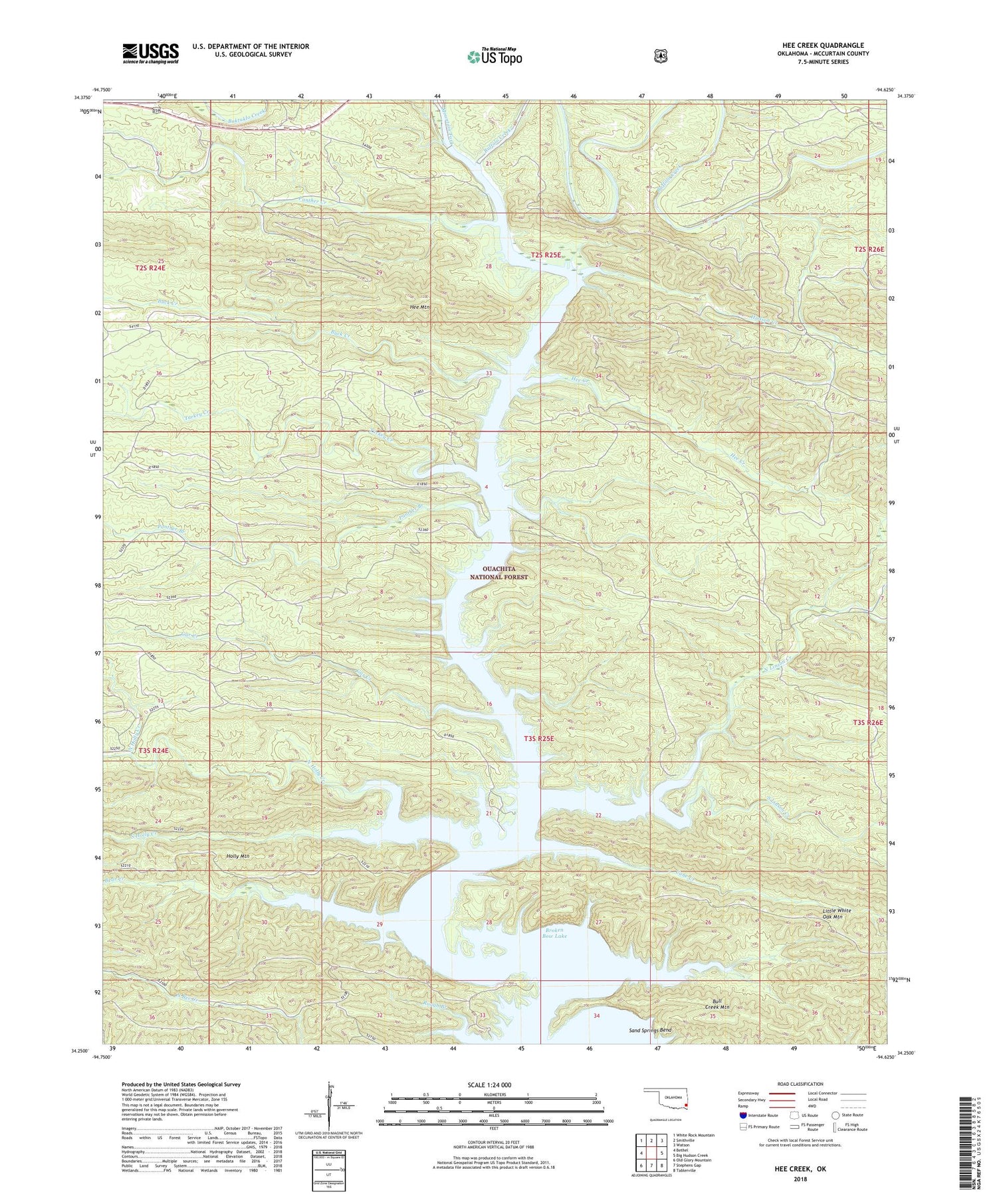 Hee Creek Oklahoma US Topo Map Image