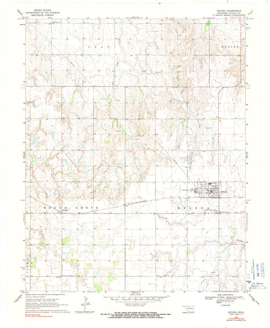 Classic USGS Helena Oklahoma 7.5'x7.5' Topo Map Image