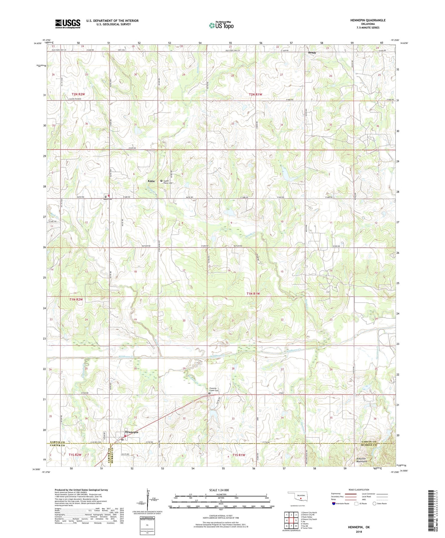 Hennepin Oklahoma US Topo Map Image