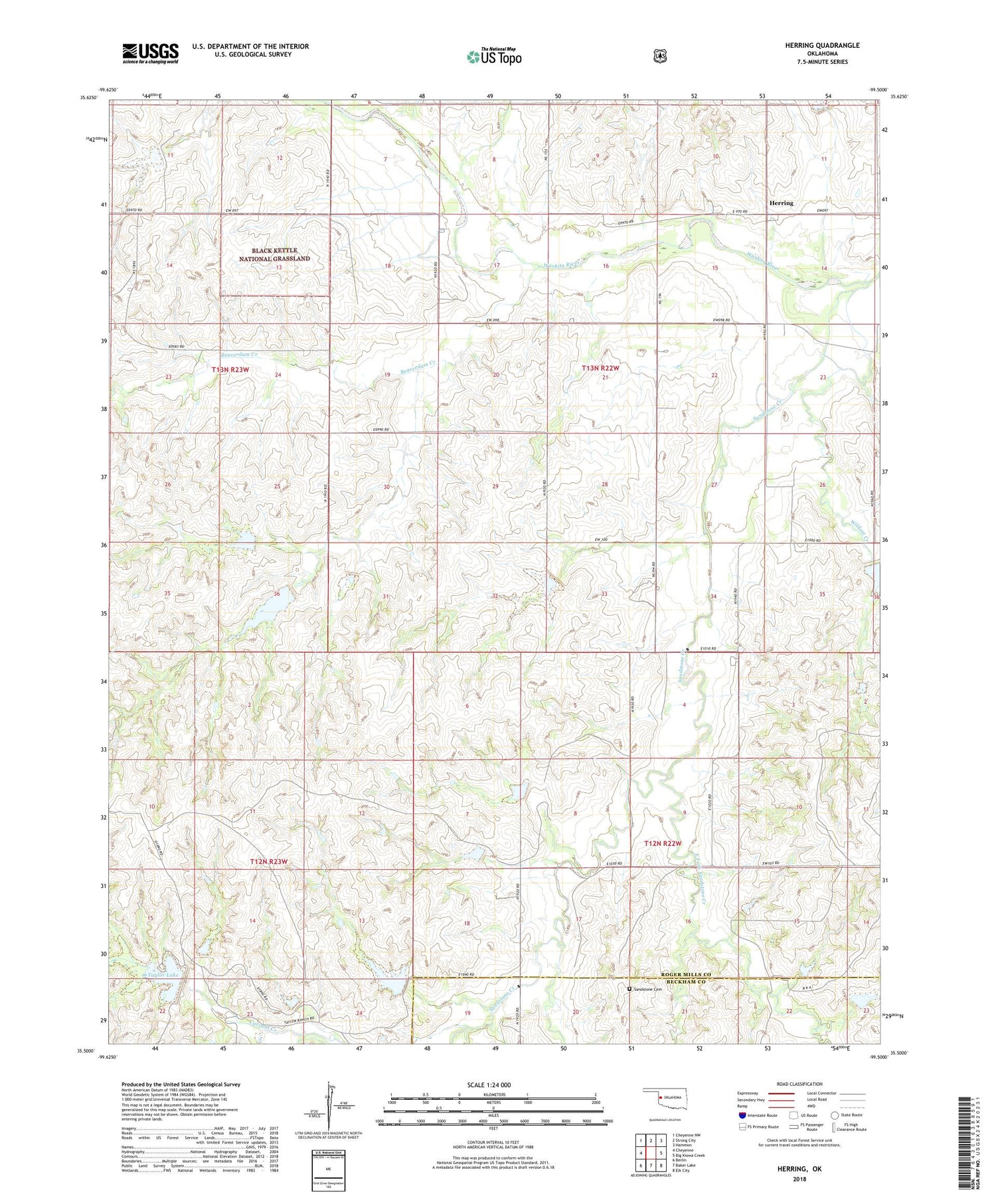 Herring Oklahoma US Topo Map Image