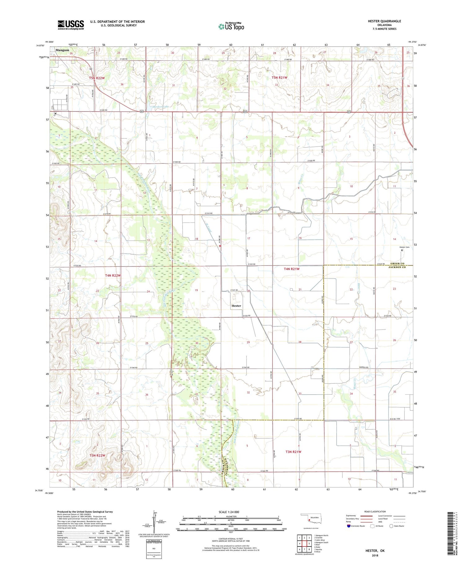 Hester Oklahoma US Topo Map Image