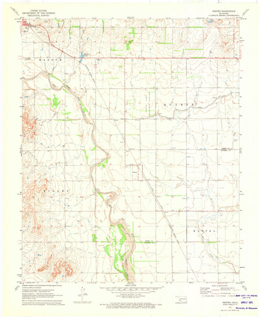 Classic USGS Hester Oklahoma 7.5'x7.5' Topo Map Image